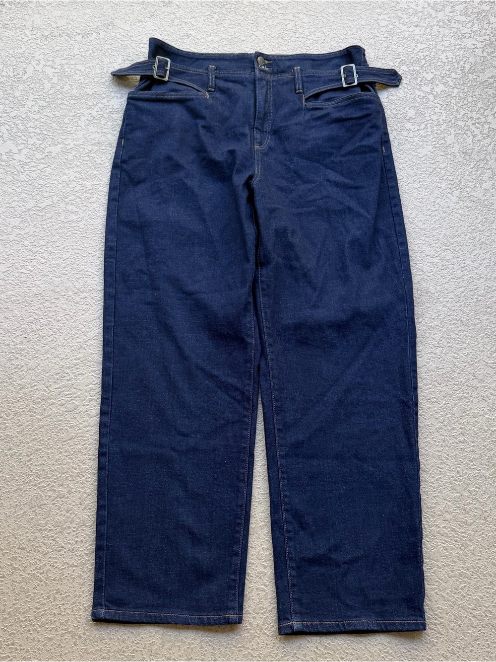 Banana Republic Dark Navy Straight-Leg Pants with Side Buckles